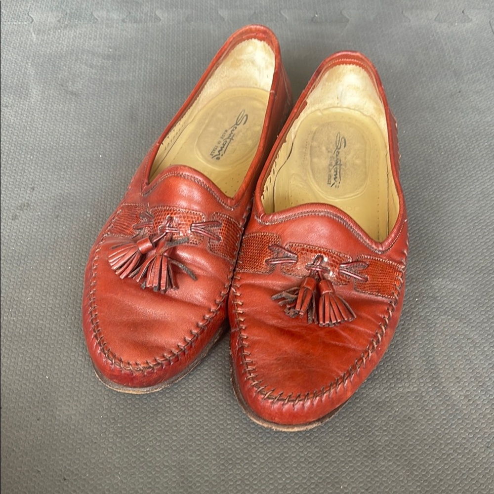 Santoni Burgundy Leather Loafers